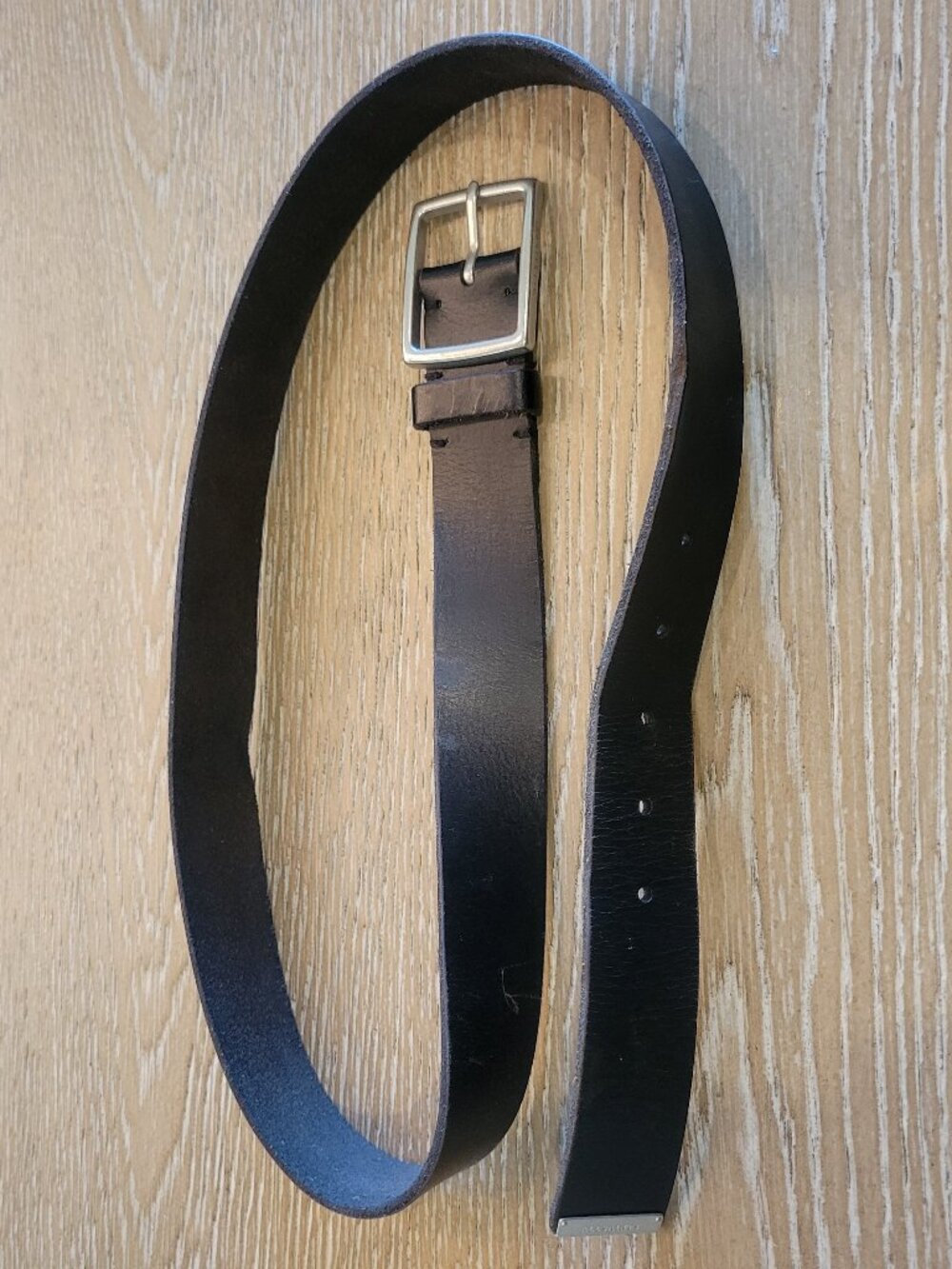 AllSaints Black Genuine Leather Silver Buckle Belt Size 38